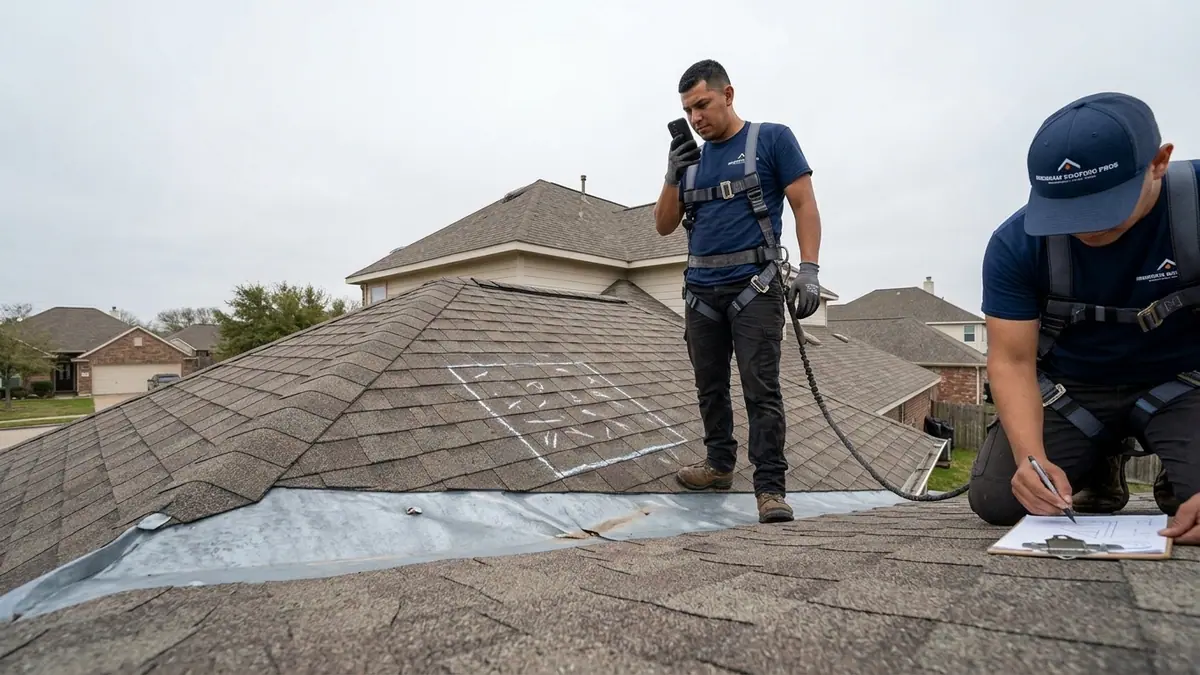 roofers and marked test square documented slope by slope for a claim file